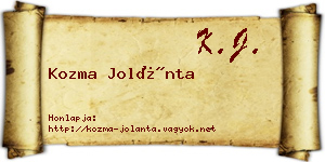 Kozma Jolánta névjegykártya